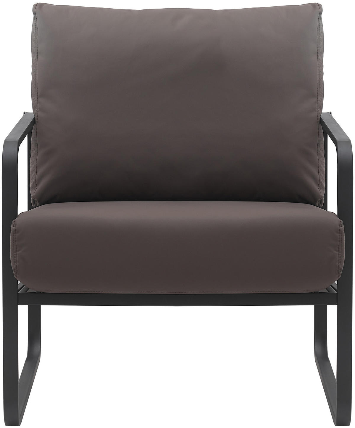 SESSEL Lederlook braun - Schwarz/Braun, Textil/Metall (70/82/74cm) - CLP