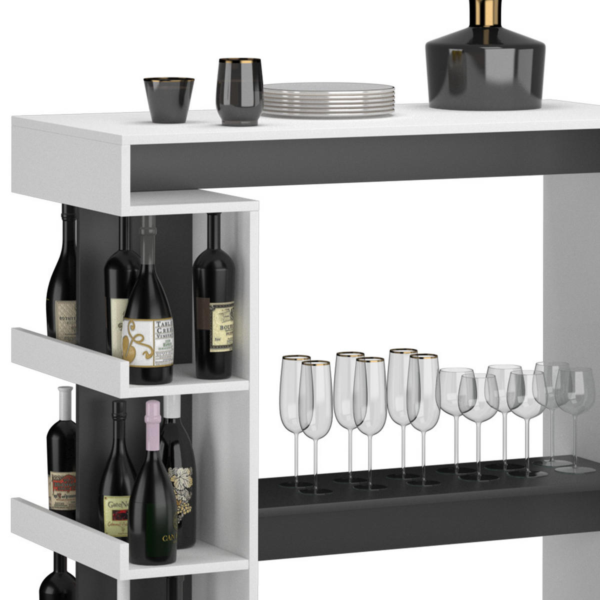 BARTISCH Dana Weiß 108 x 50 cm - Anthrazit/Weiß, Holzwerkstoff (108/103/50cm) - Vicco