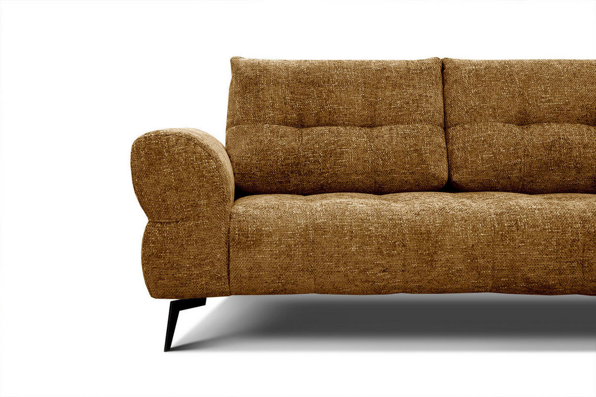 ECKSOFA SALVINI 5-Sitzer, dunkelgelb - Dunkelgelb/Schwarz, Holzwerkstoff/Textil (292/158cm) - Courtois Laville