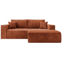 ECKSOFA Farese Mini mit Cordbezug Rostrot, rechts - Schwarz/Kupferfarben, Textil (167/240cm) - Selsey