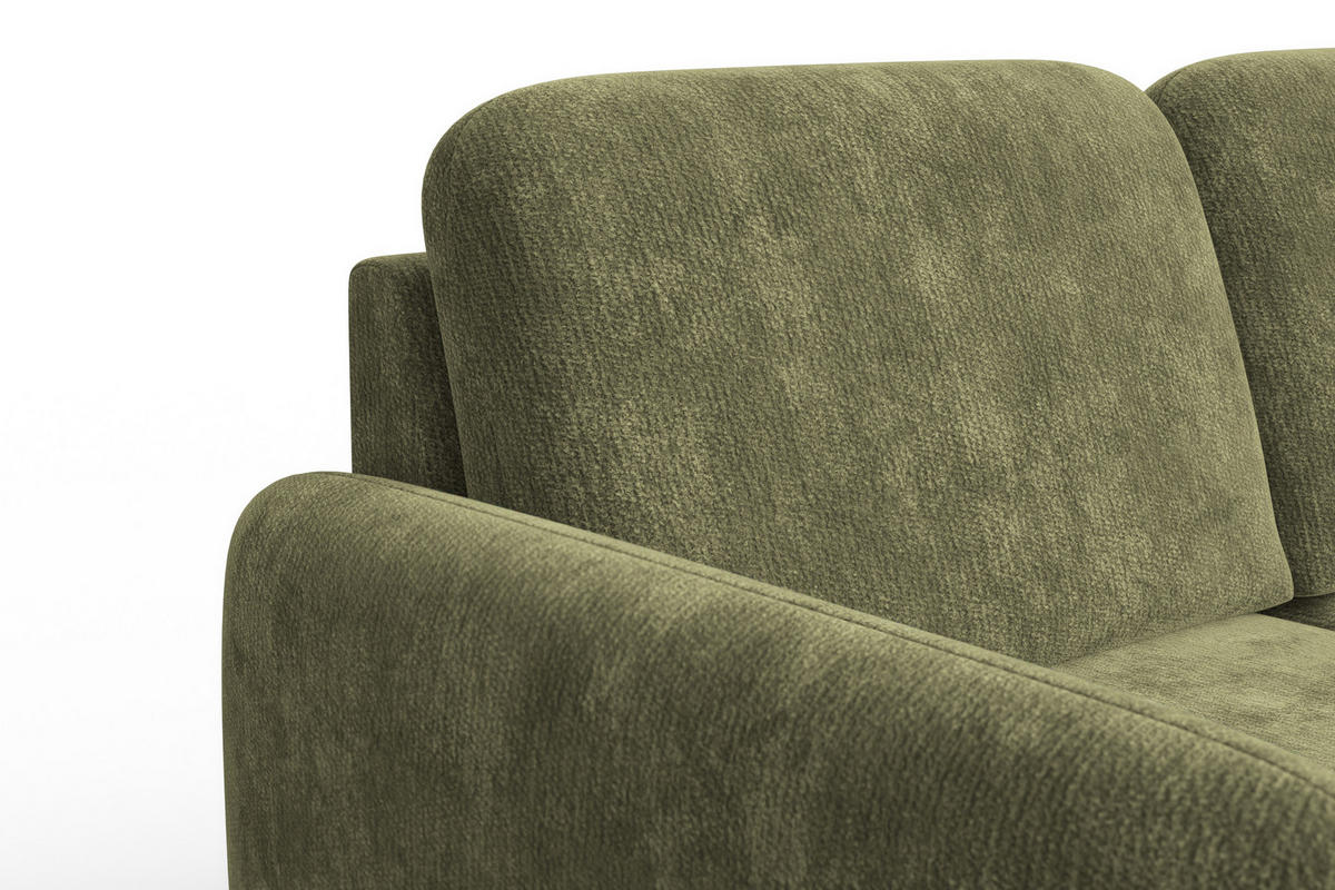 SOFA FEBE 2-Sitzer, olivgrüner Chenille-Stoff - Schwarz/Olivgrün, Holz/Textil (160/82/96cm) - Wozimo