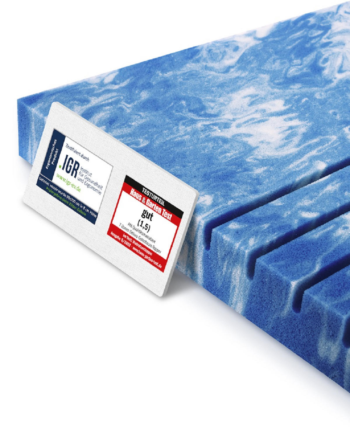 GELSCHAUM TOPPER 7-Zonen 90/190 cm - 8cm Höhe & Tencel Bezug - Weiß, Textil (90/190cm) - AM Qualitätsmatratzen