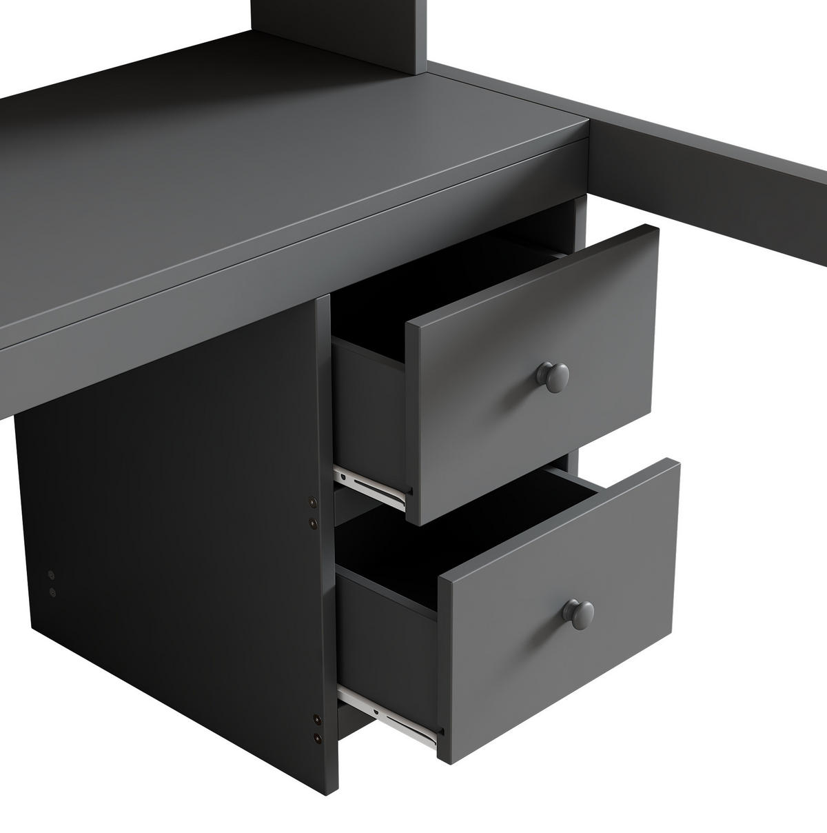 HOCHBETT 90/200 cm Grau aus Kiefernholz und MDF mit Schreibtisch und Stauraum - Grau, Holz (90/200cm) - OKMYHOME