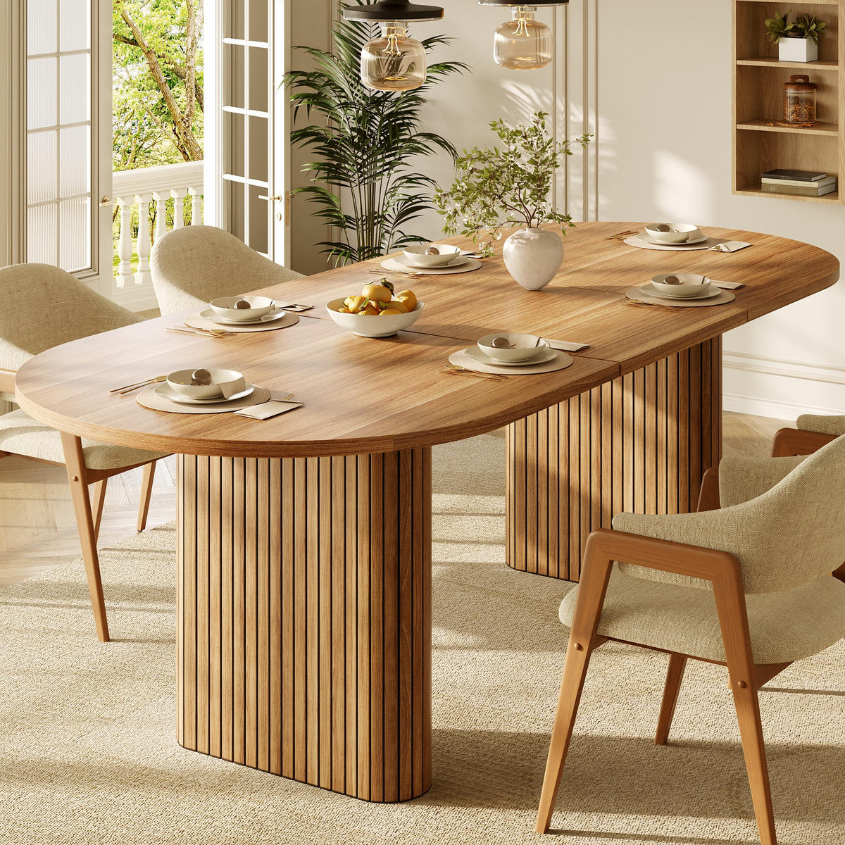 ESSTISCH Ausziehbar 120-160Cm Oval Holzstruktur Natur - Braun, Metall (80/120/75.5cm) - FLIEKS