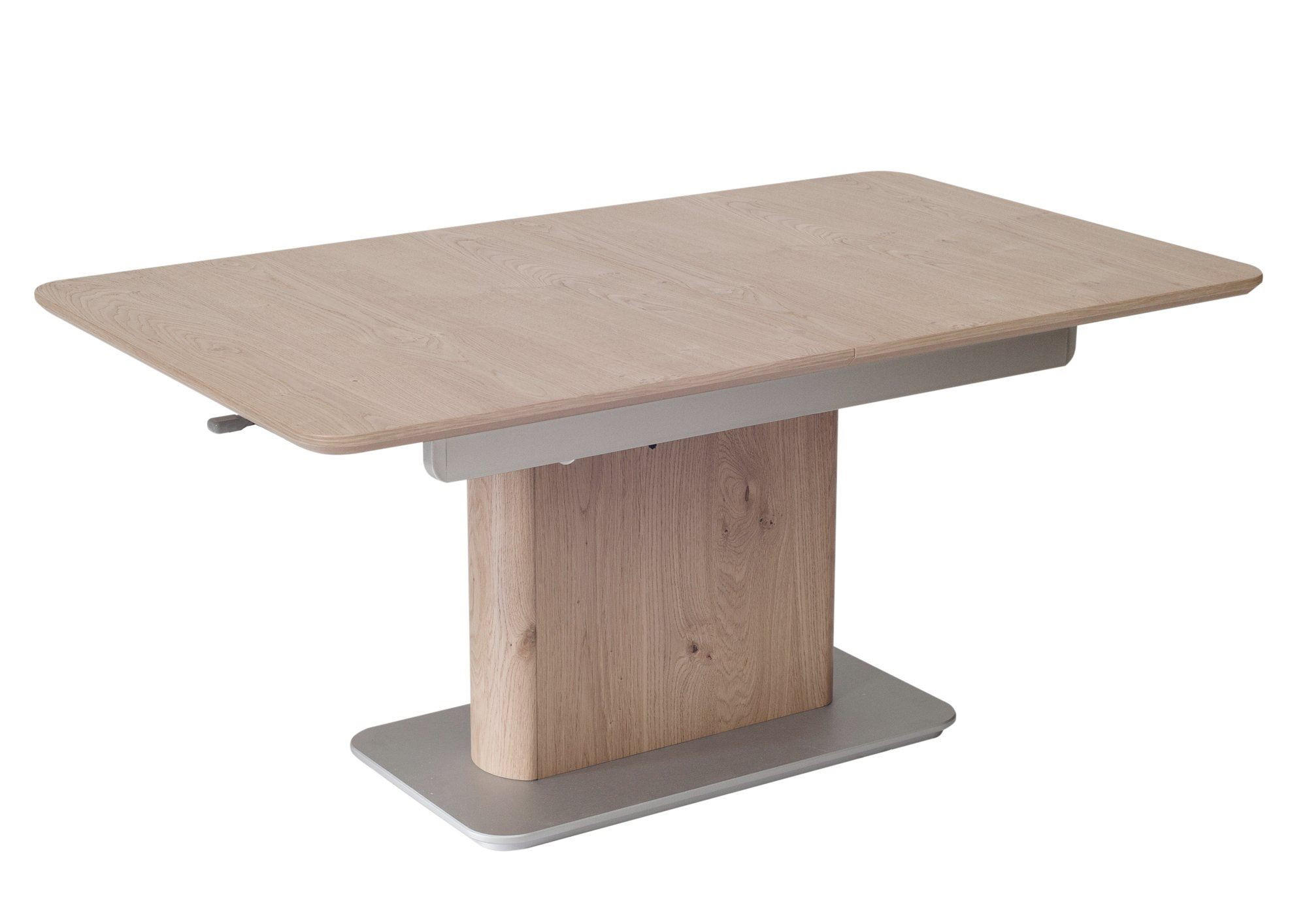 FUNKTIONSTISCH Caryn höhenverstellbar und ausziehbar 120x70x54 Couchtisch massiv Wildeiche Bianco - Braun, Holz (120/70/54cm) - 58aufmkessel