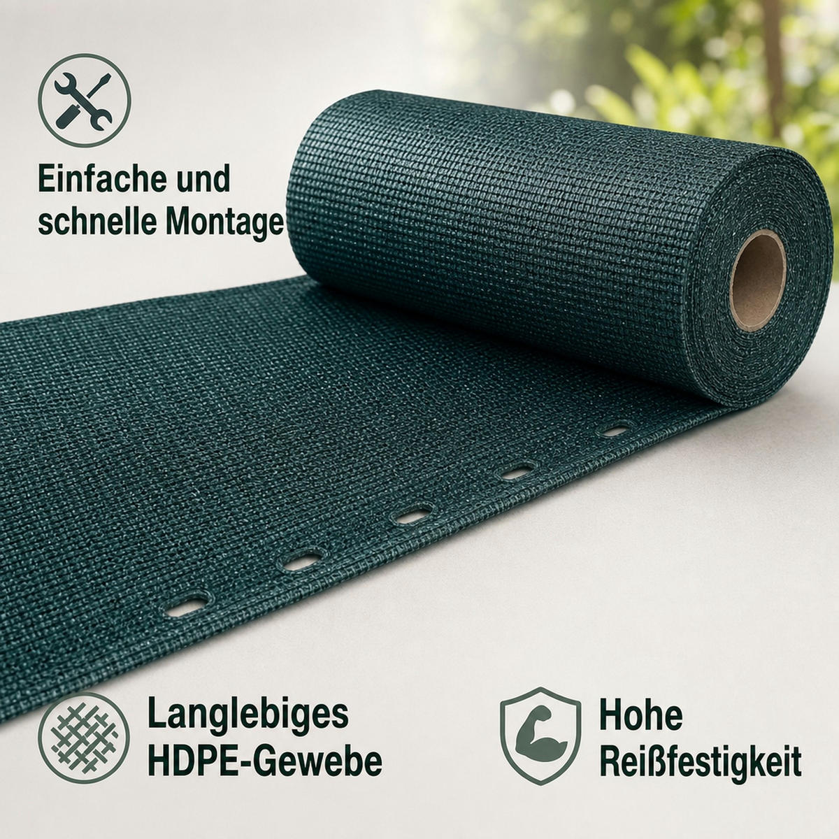 SICHTSCHUTZNETZ - Dunkelgrün, Kunststoff (100/100cm) - KLASEBO