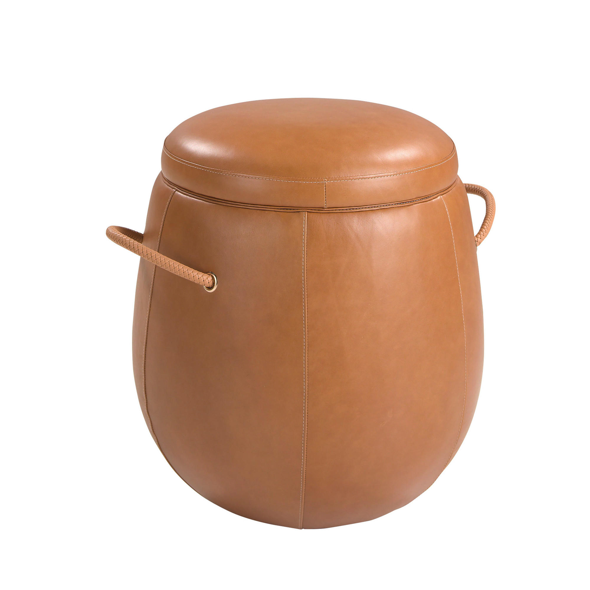 POUF rund Kamel 52/52/57 - Braun, Leder (52/57/52cm) - ANGEL CERDA