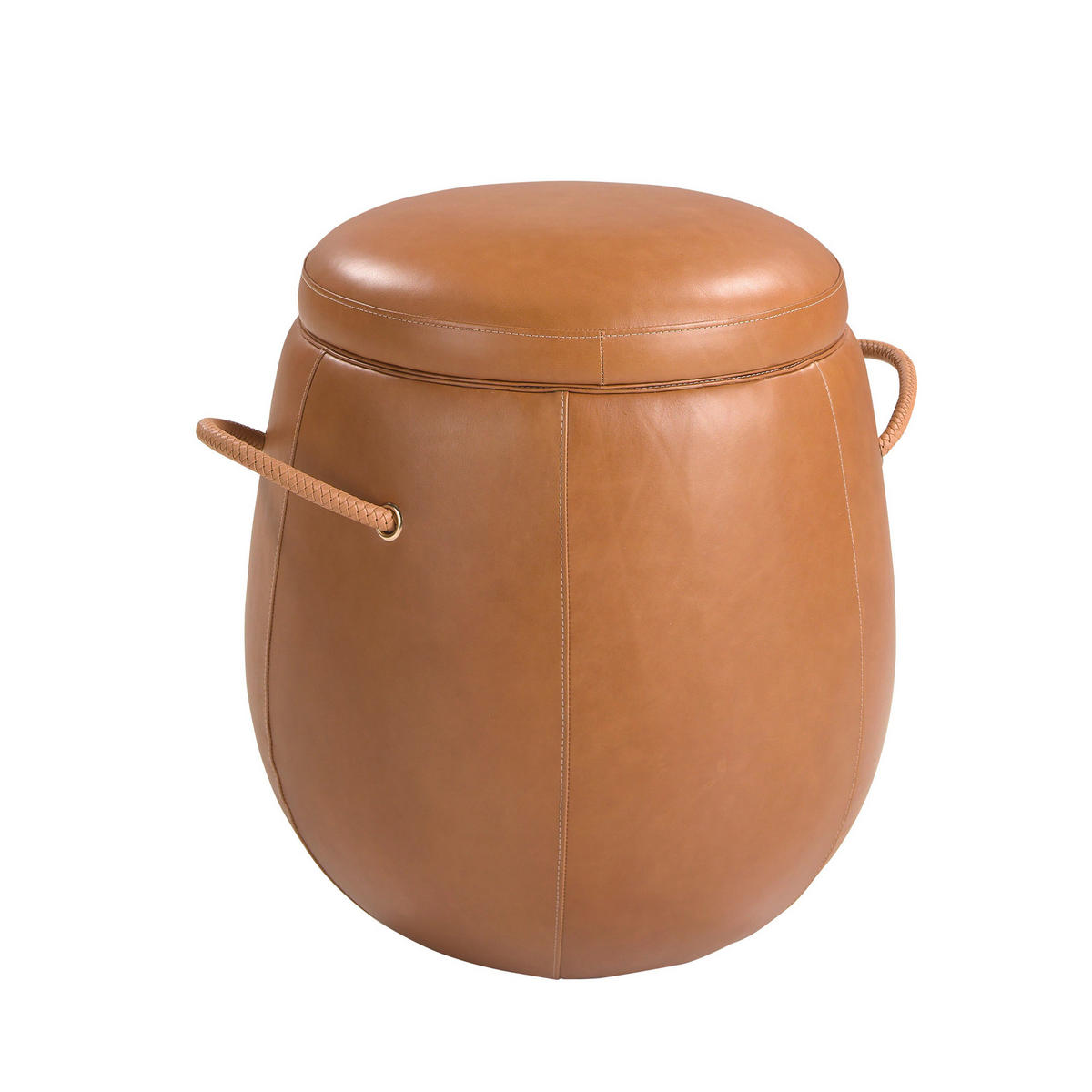POUF rund Kamel 52/52/57 - Braun, Leder (52/57/52cm) - ANGEL CERDA