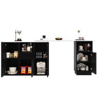 BARTISCH 210/30/100,9 cm mit 360°-Drehfunktion, offenem und geschlossenem Stauraum, MDF mit Marmoroptik, Schwarz - Schwarz, Holzwerkstoff (30/210/100.9cm) - Redom