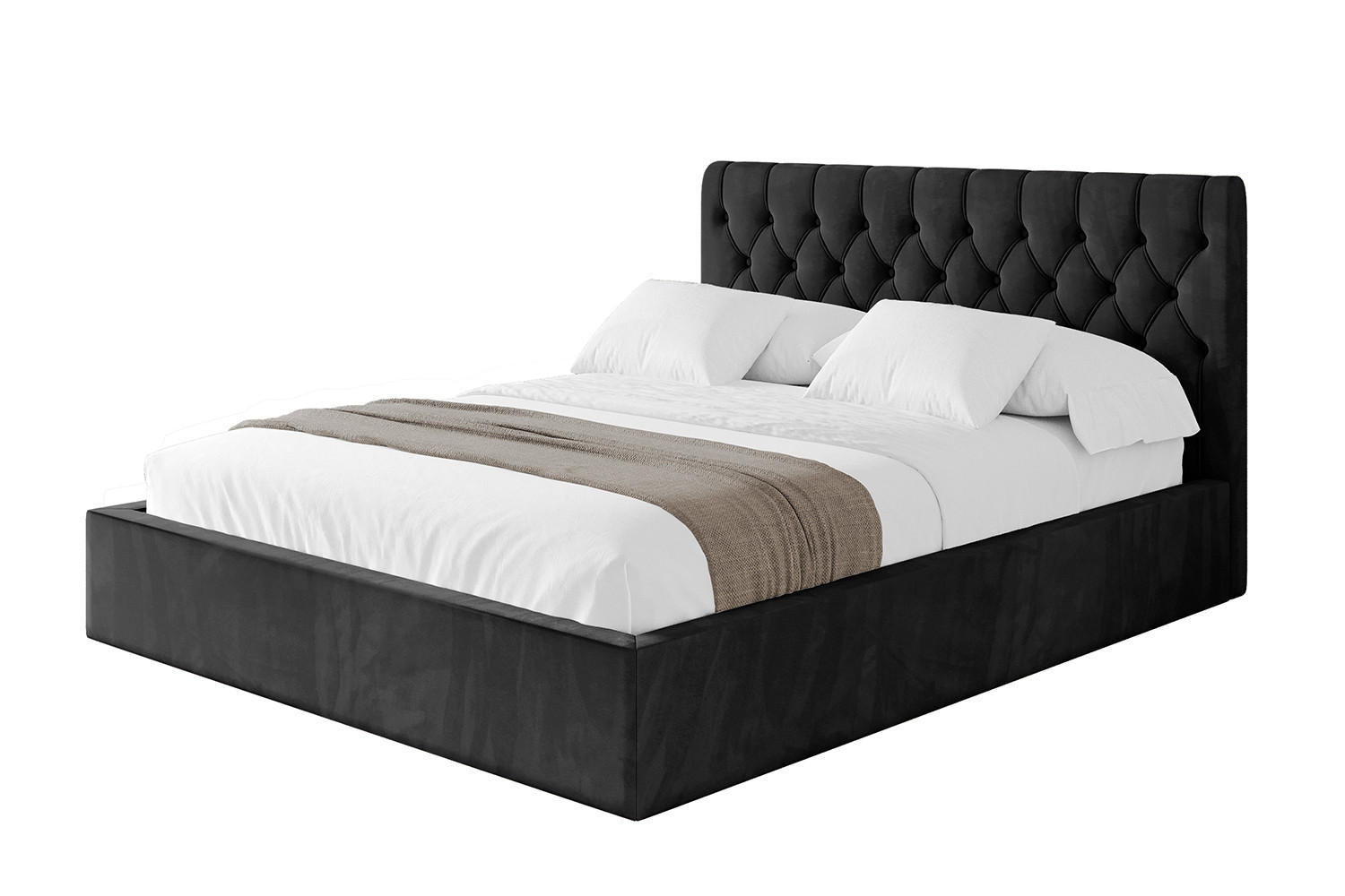POLSTERBETT mit Bettkasten und Lattenrost, Boxbett ohne Matratze - RENO 180x200 Schwarz - Schwarz, Holzwerkstoff/Textil (180/200cm) - ALTDECOR