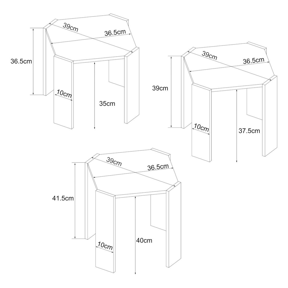 COUCHTISCH-SET 3 TLG. Rantasalmi - Multicolor, Holzwerkstoff (39/39/41.5cm) - [en.casa]