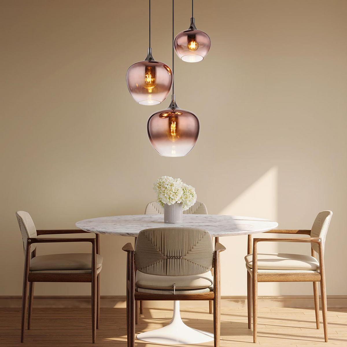 LED HÄNGELEUCHTE Metall Kupfer - Kupferfarben, Glas (48/48/120cm) - Globo Lighting