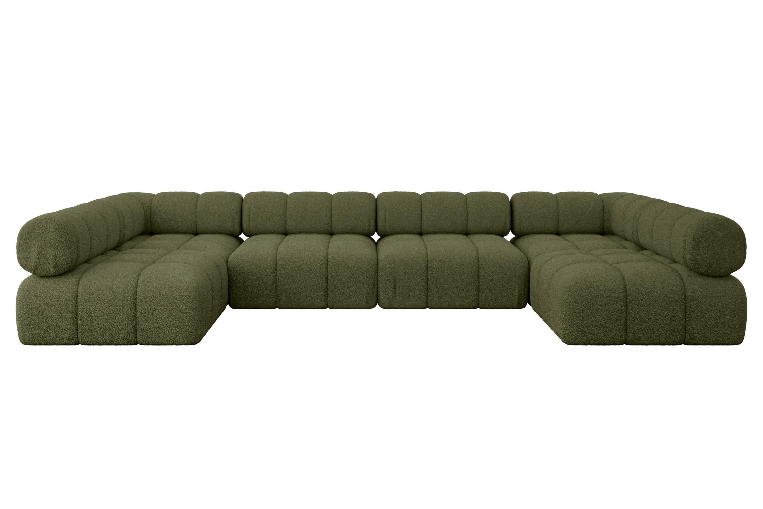 WOHNLANDSCHAFT modulares Sofa Garvo-U2 - 380x190x70 cm Grün Bouclé - Grün, Holzwerkstoff/Textil (380/70/190cm) - ALTDECOR