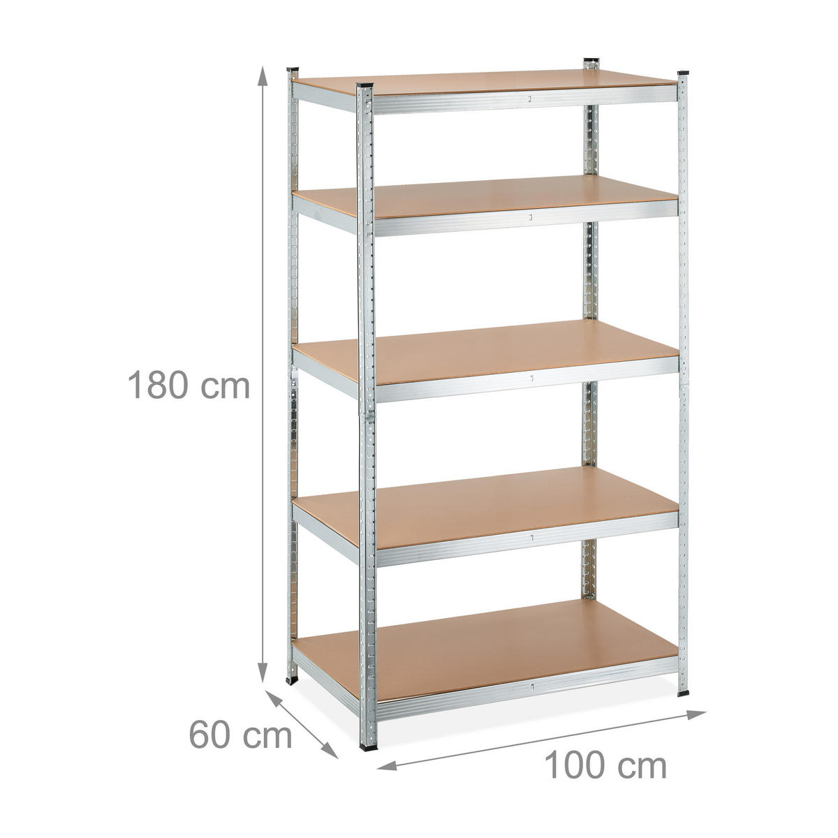 SCHWERLASTREGAL - Multicolor, Holzwerkstoff/Metall (100/180/60cm) - Relaxdays