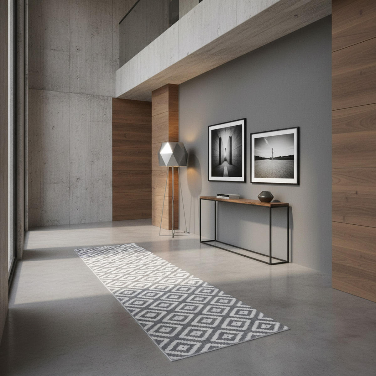 TEPPICH Waschbar Geo-Muster Modern Schlafzimmer Strapazierfähig Läufer Grau 80x300 cm OEKO-TEX – INN - Grau, Textil (80/300cm) - KADIMA DESIGN