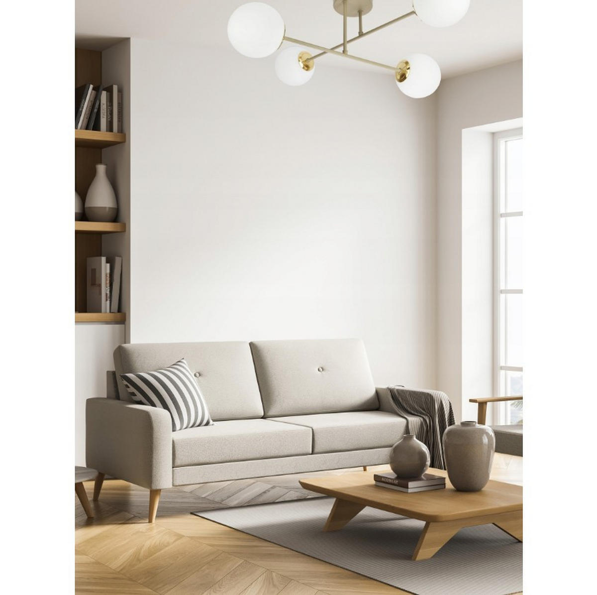 DECKENLEUCHTE ECRU II - Beige/Goldfarben, Glas/Metall (75/75/27cm) - kiki design