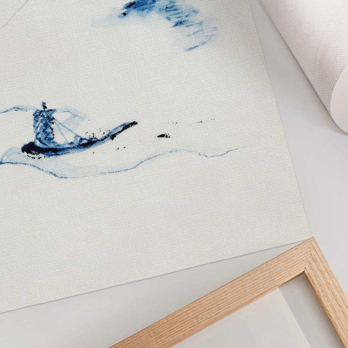 POSTER - 21x29 cm - Hokusai - Mann in einem Boot - Weiß, Textil (21/29.7/0.1cm) - TULUP