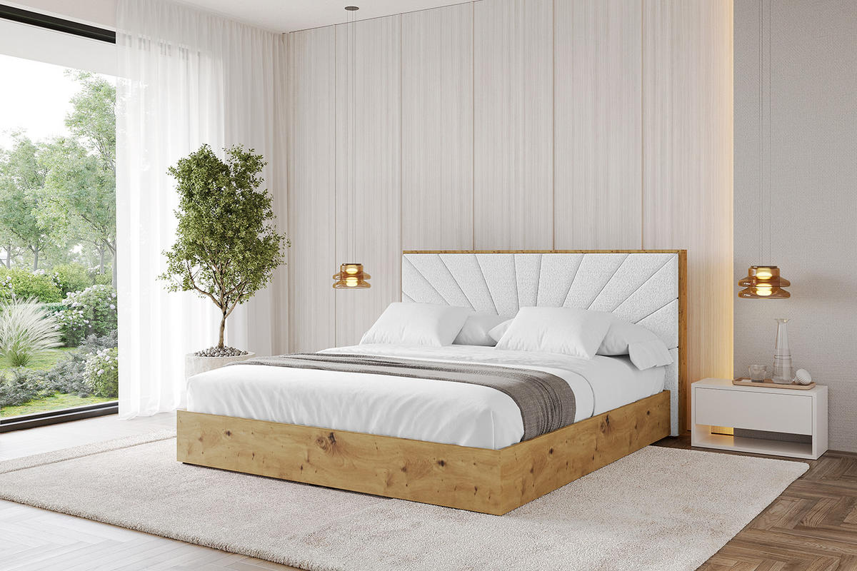 POLSTERBETT mit Bettkasten und Lattenrost, Bett mit Matratze H3/H4 - ENZO6 180x200 Weiß - Weiß, Holzwerkstoff/Textil (180/200cm) - ALTDECOR