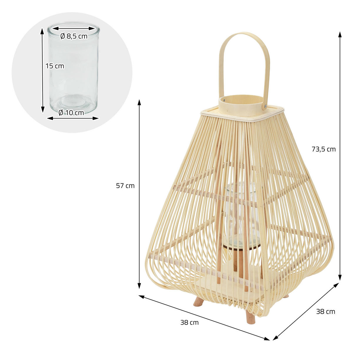 BAMBUSOVÁ LAMPION H: 73,5 cm barva dřeva styl Boho - přírodní, dřevo (38/73.5/38cm)