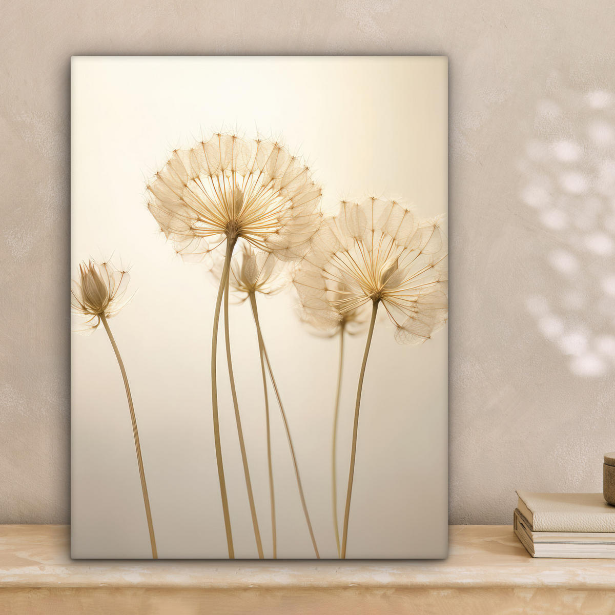 LEINWANDBILD Sonnenlicht - Löwenzahn - Botanisch - Blumen 30x40 cm - Creme, Textil (30/40cm) - MuchoWow