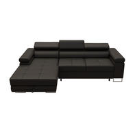 ECKSOFA VEMO MINI Links Dunkelgrau Velour-Stoff Kompakter Komfort für Wohnräume - Dunkelgrau, Textil (235/175cm) - Barchello