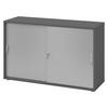 SCHIEBETÜRENSCHRANK - 2 Ordnerhöhen 40/120/74,8 cm in Graphitfarben/Silberfarben Bogengriff (Metall) - Silberfarben/Graphitfarben, Holzwerkstoff (120/74.8/40cm) - bümö