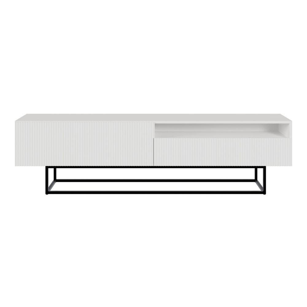 TV-SCHRANK Veldio Weiß Schwarz mit offenem Fach 175 cm - Schwarz/Weiß, Holzwerkstoff/Metall (175/46.5/31.6cm) - Selsey