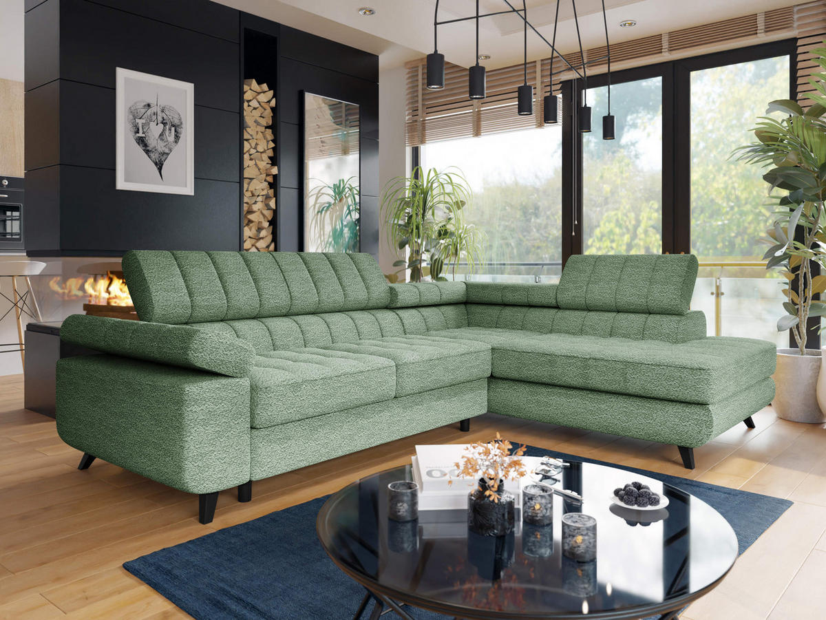 ECKSOFA Nord Premium, Seite: Rechts - Anthrazit/Mintgrün, Holz/Textil (203/264cm) - MIRJAN24