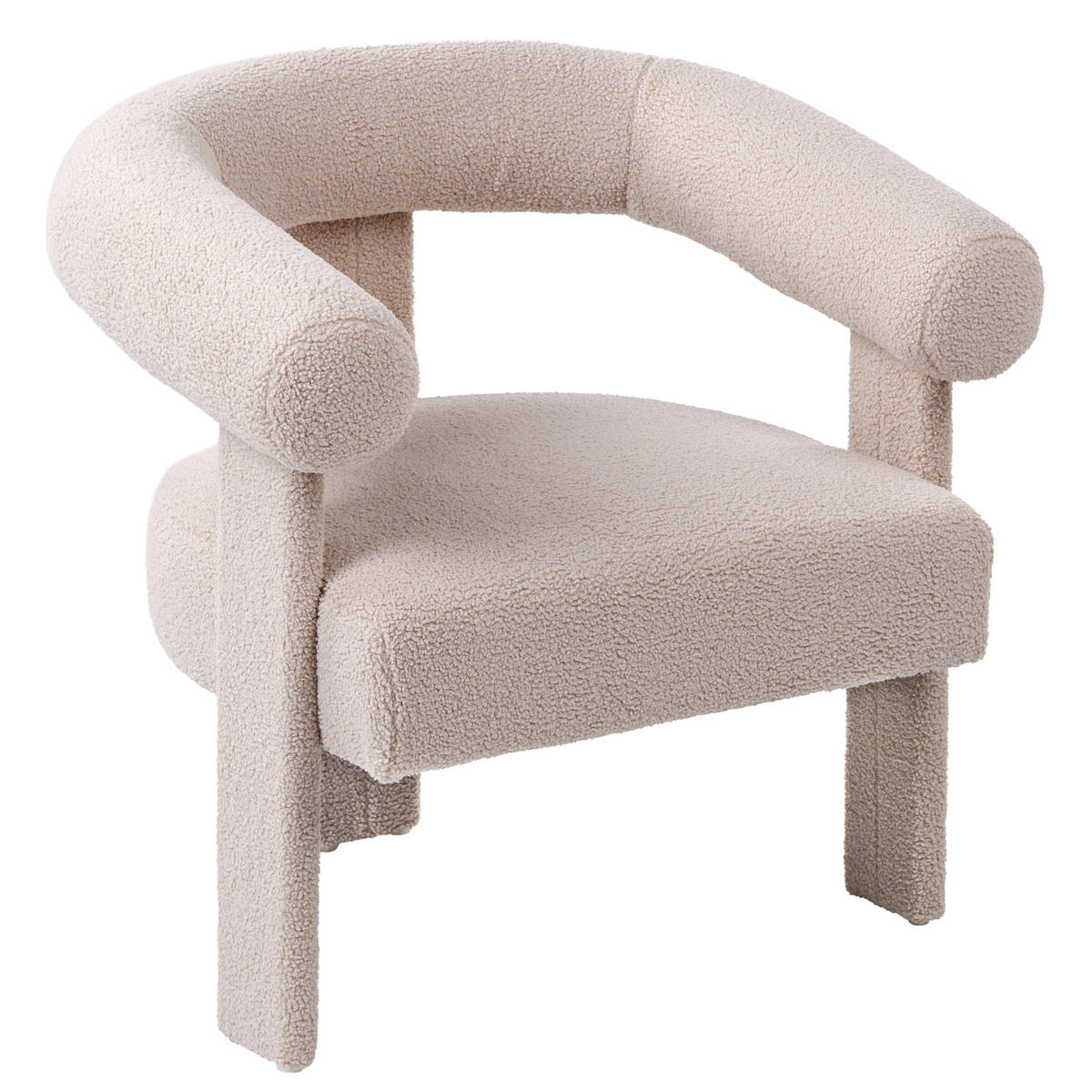 SESSEL Bouclé HellbeigeIlbro - Beige, Textil (77/76/68cm) - Beliani