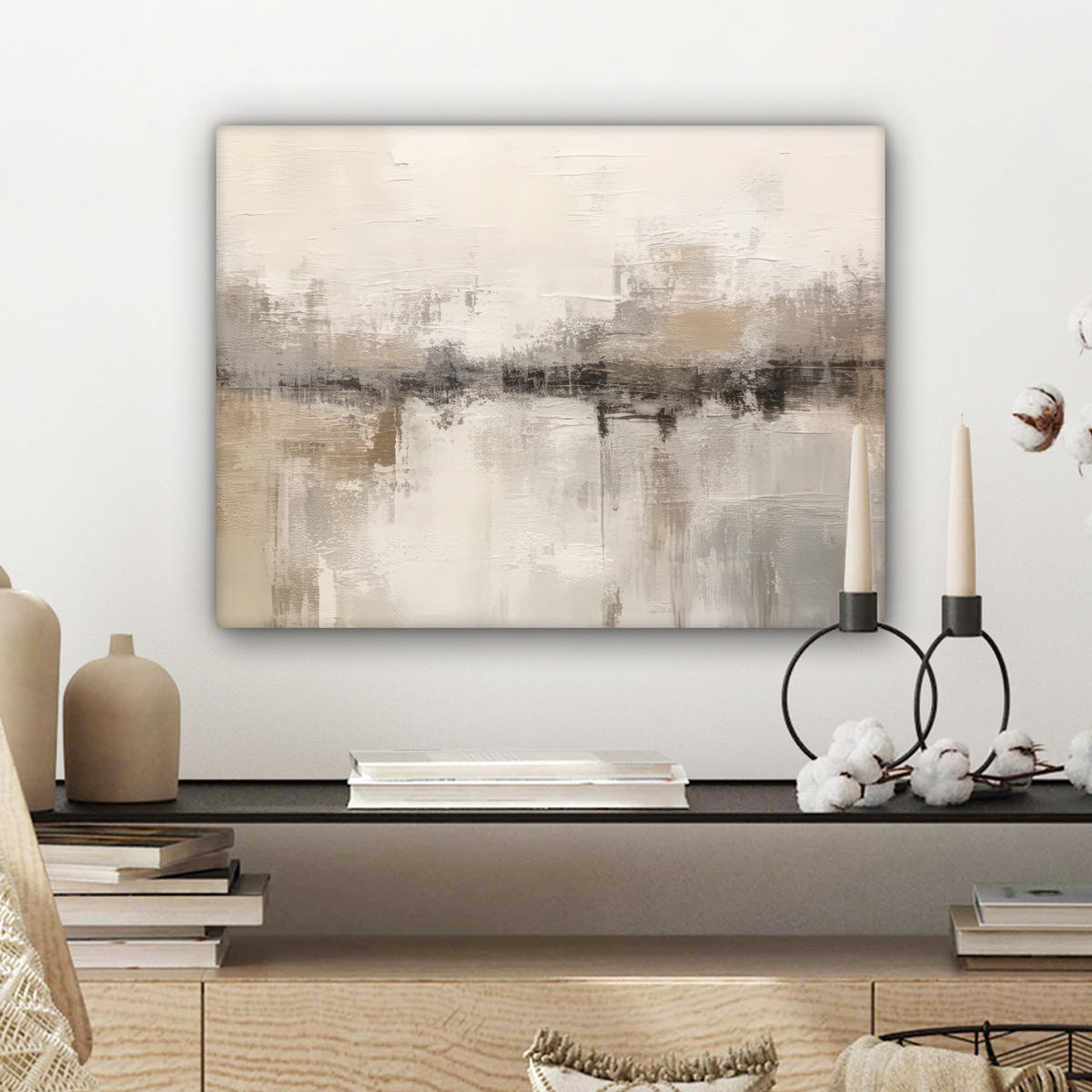 LEINWANDBILD Moderne Kunst - Abstrakt - Beige 40x30 cm - Beige, Textil (40/30cm) - MuchoWow