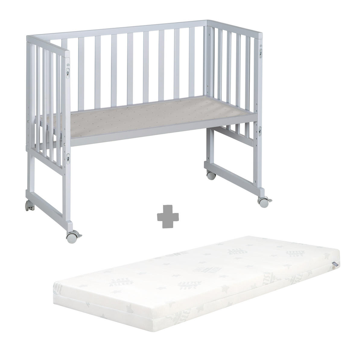 BEISTELLBETT 3in1 Set 90 x 45 cm - Taupe/Hellgrau, Holzwerkstoff (45/90cm) - Roba