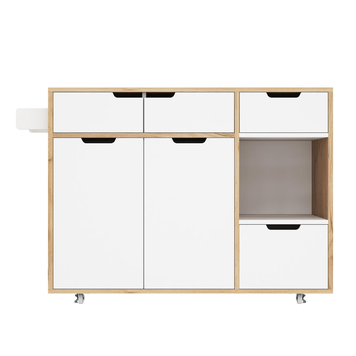 KÜCHENINSEL 120/46/85 cm weiß aus Holzwerkstoff mit 360°-Rollen - Weiß, Holzwerkstoff (120/85/46cm) - OKWISH