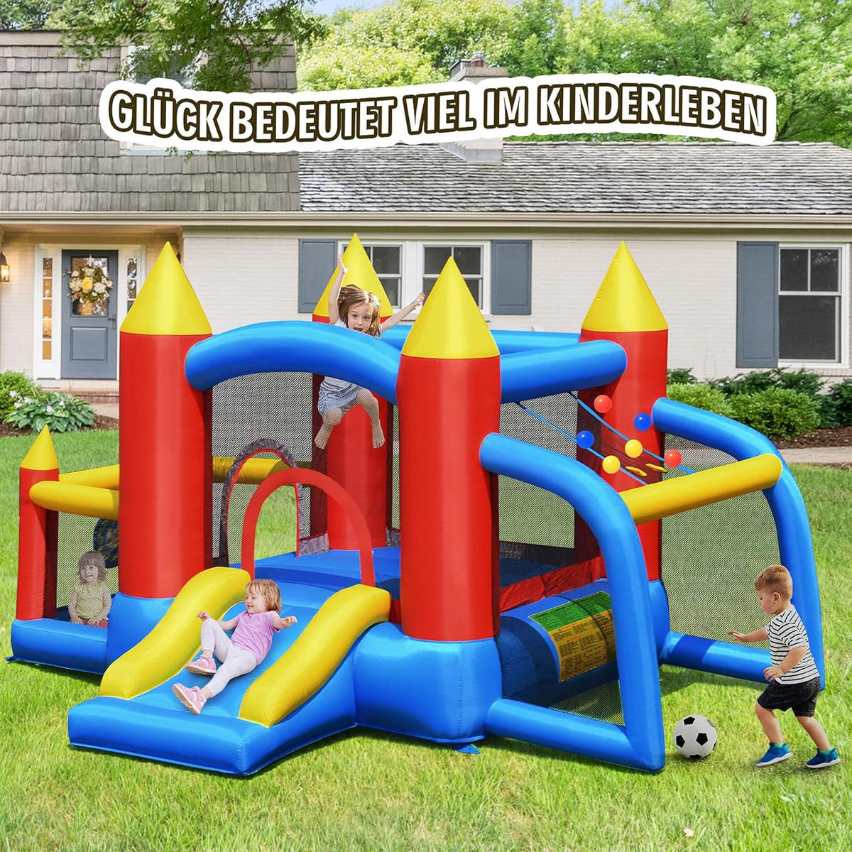 HÜPFBURG 196cm Multicoloured - Multicolor, Kunststoff (350/275/196cm) - COSTWAY