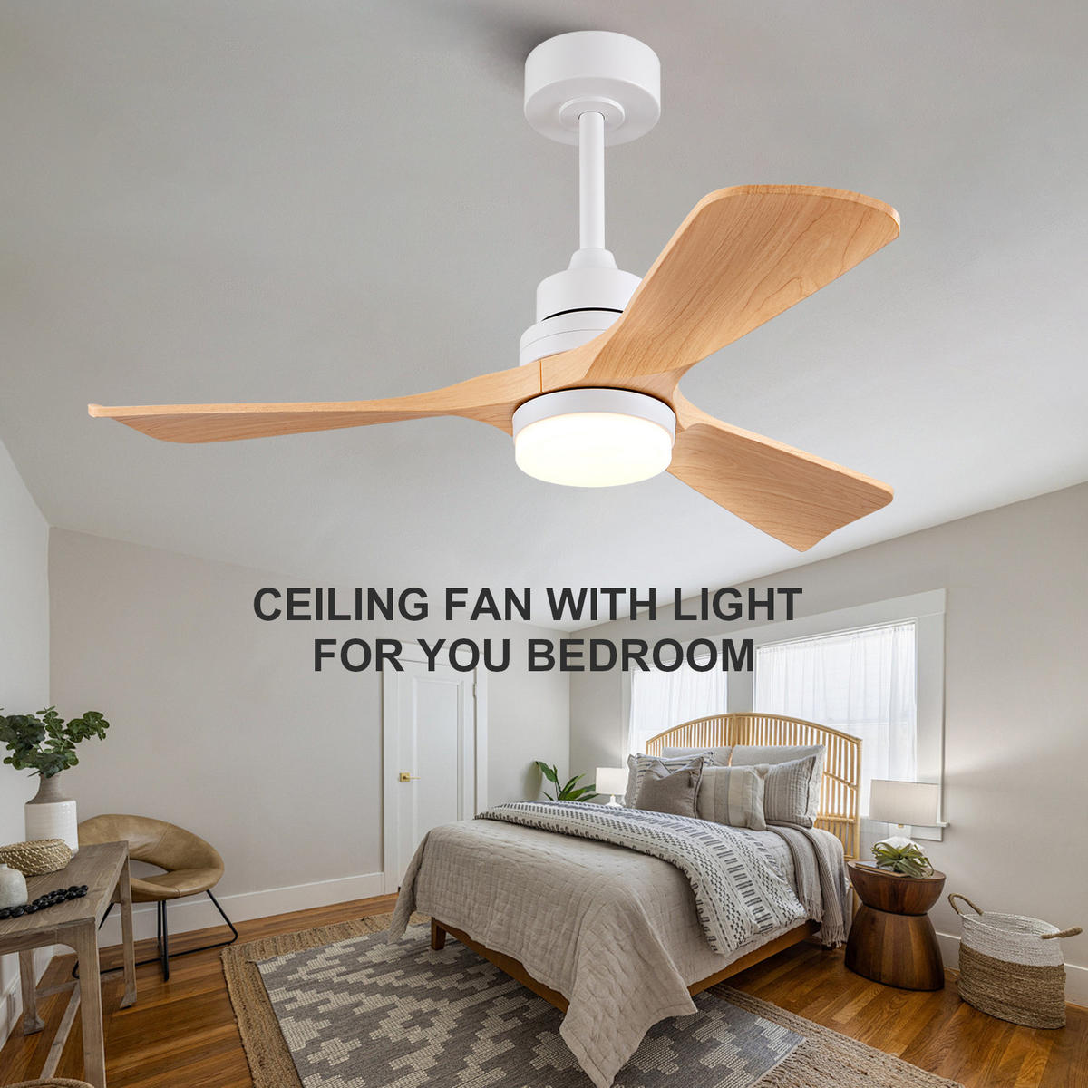 DECKENVENTILATOR DE-16232 42 Zoll mit Licht & Fernbedienung Naturholz - Naturfarben, Kunststoff (107/107/40cm) - ComfortXL