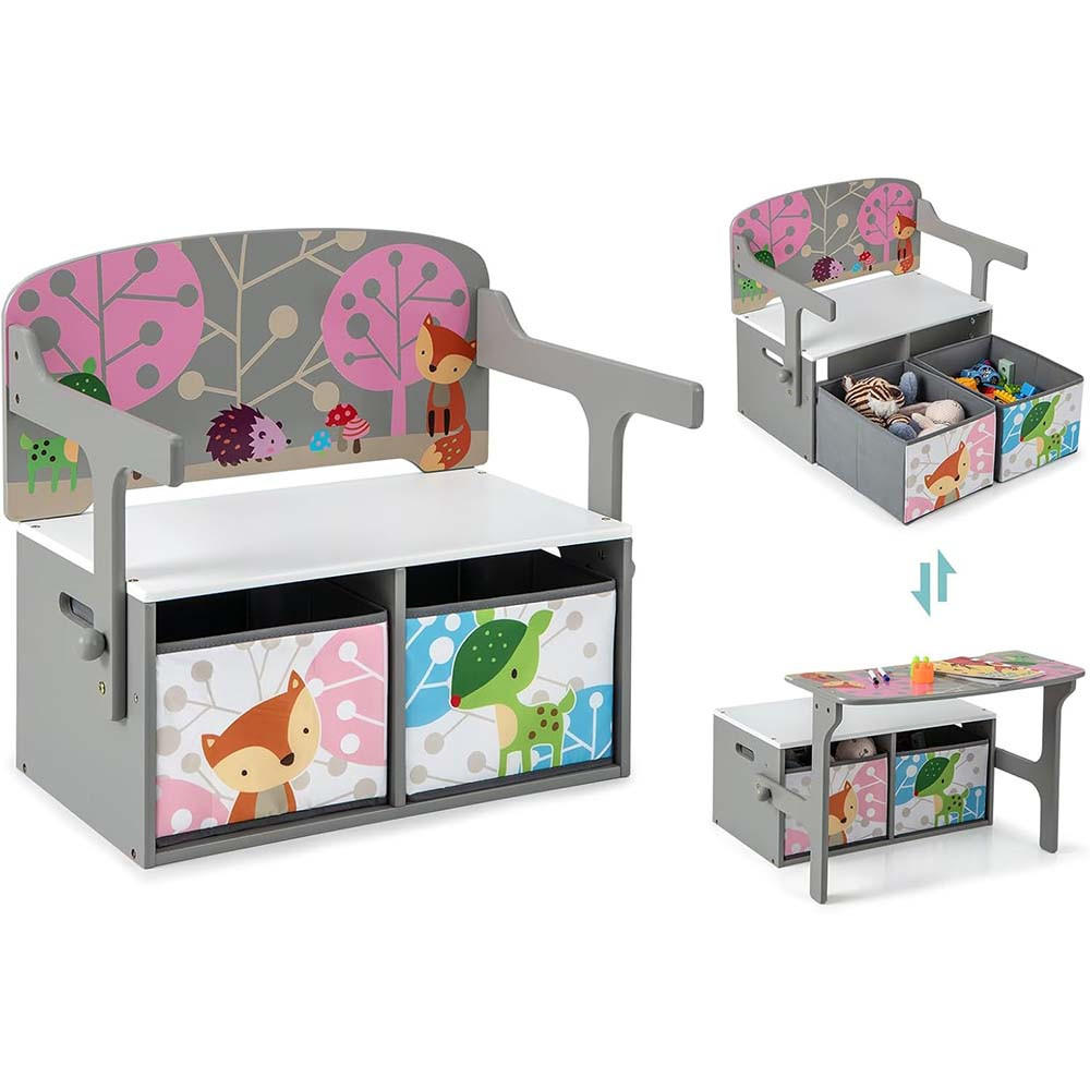 Costway Kindersitzbank Grau 60x57x42 cm