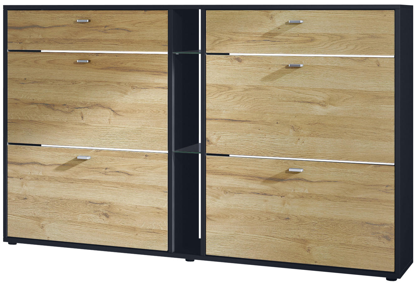 SCHUHSCHRANK Today Fronten in Eiche Natur - Eichefarben, Holzwerkstoff (155.5/95/28cm) - Vladon