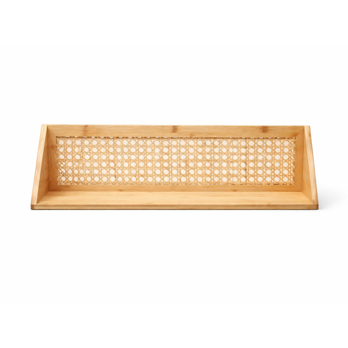 WANDREGAL aus Bambus und natürlichem Rattan 60/15/15 cm - Eschefarben, Holzwerkstoff (15/15/32cm) - Calicosy