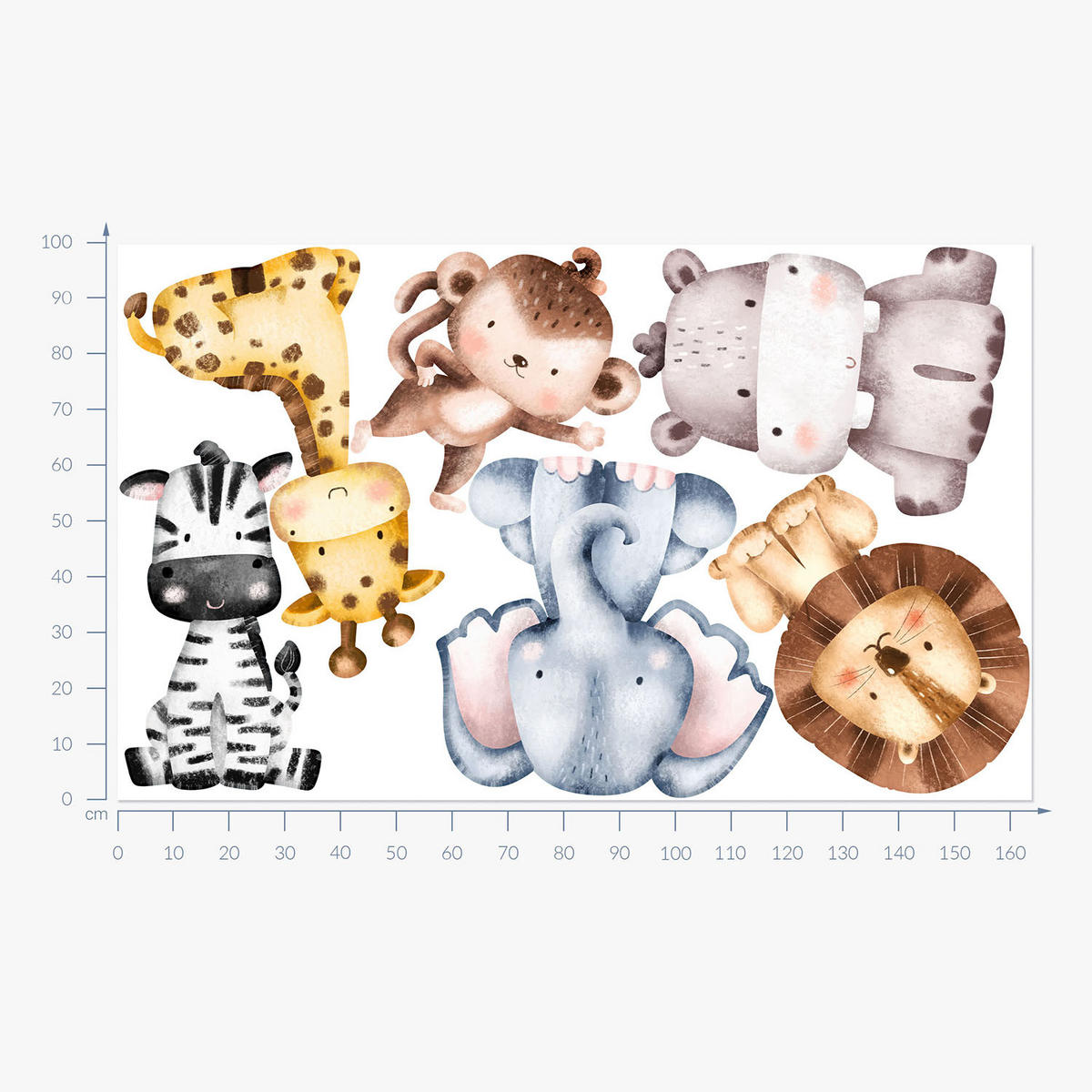 WANDAUFKLEBER 100x165cm - Wildtiersafari - Multicolor, Kunststoff (100/165/0.1cm) - Wallfluent