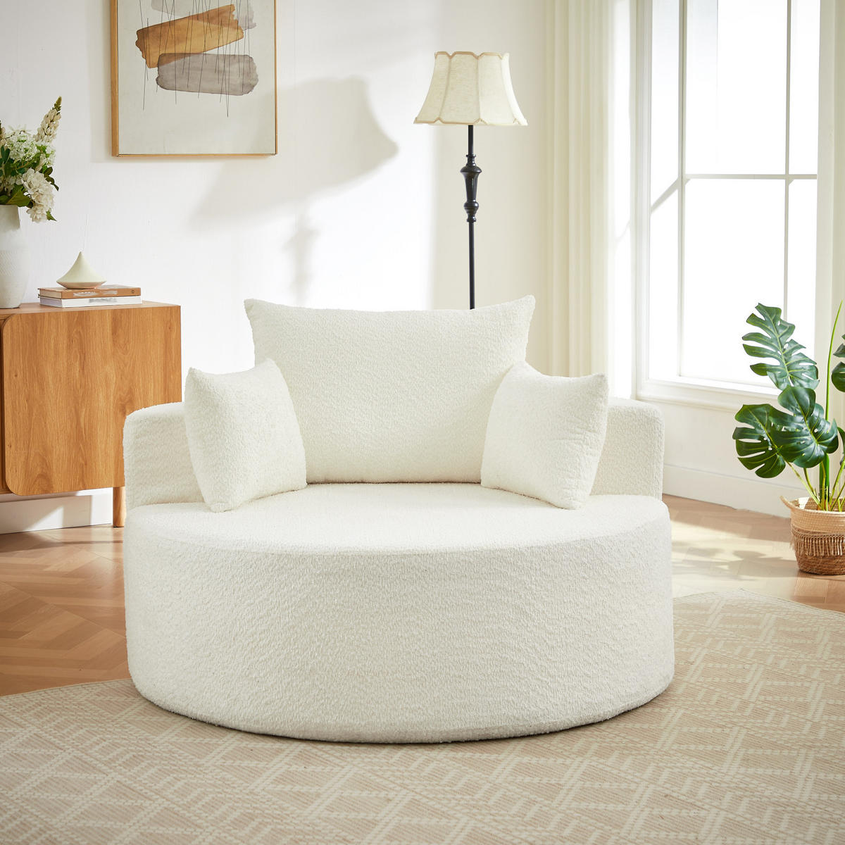 STOFFSOFA Beige, Komfortabler Polstersessel mit Rückenkissen, ohne Montage - Beige, Textil (127/82/127cm) - PARAFTA HOME