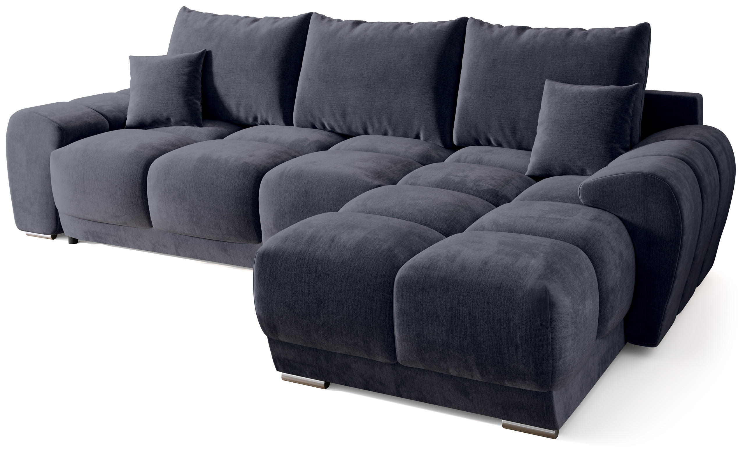 ECKSOFA Nubes mit Schlaffunktion Graphit Plüsch - Silberfarben/Graphitfarben, Kunststoff/Textil (290/180cm) - Bromarkt