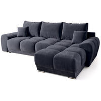 ECKSOFA Nubes mit Schlaffunktion Graphit Plüsch - Silberfarben/Graphitfarben, Kunststoff/Textil (290/180cm) - Bromarkt