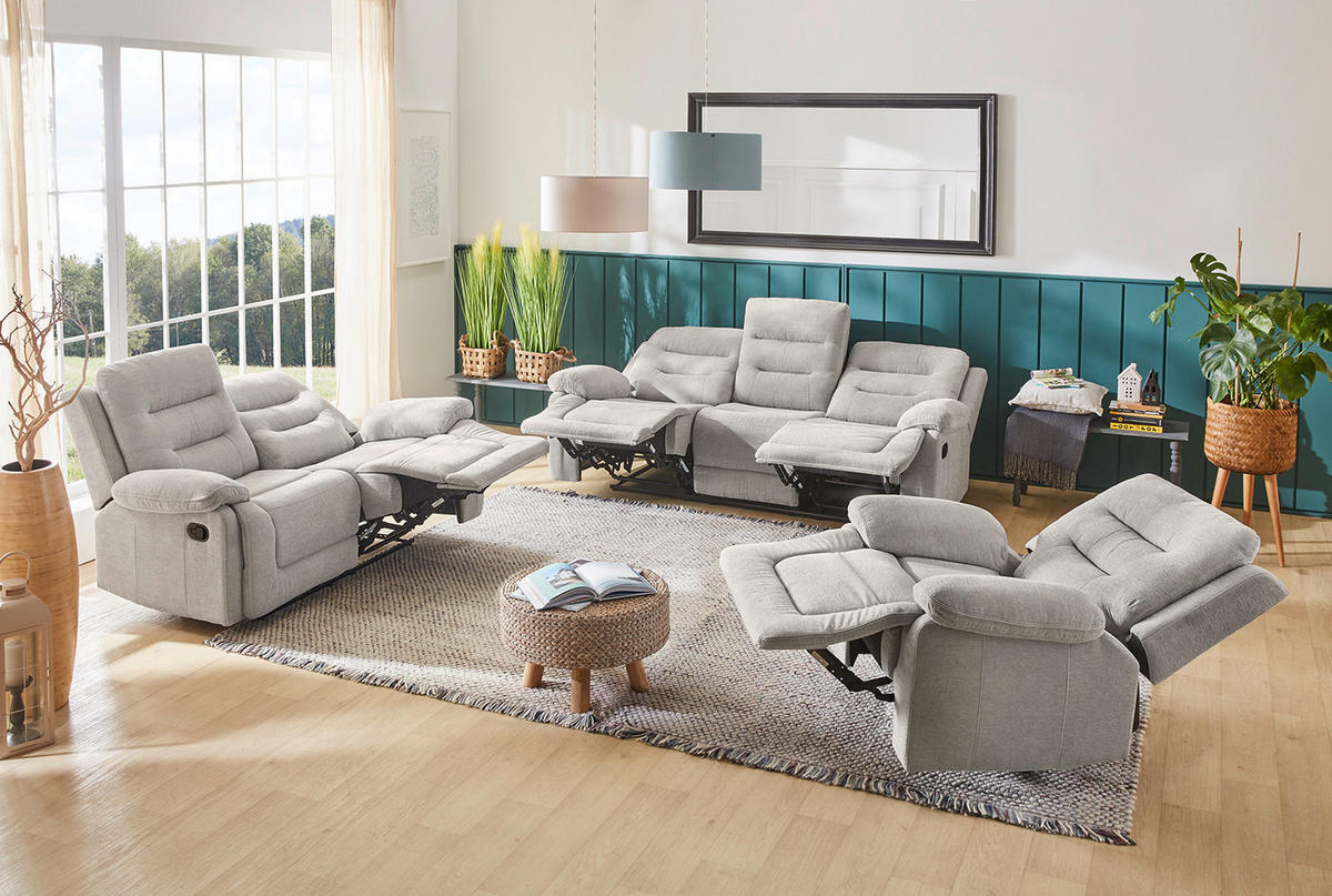 2-SITZER-RELAXSOFA Federkern, Liegefunktion verstellbar durch halbautomatische Relaxfunktion B162/T98/H103 cm, Chenille Grau / 15502 - Schwarz/Grau, Textil (162/103/98cm) - luma-home