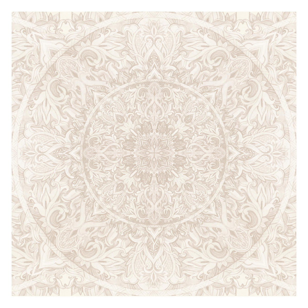 FOTOTAPETE Mandala Aquarell Muster Ornament beige 192/192 cm - Eichefarben, Papier (192/192cm) - Bilderwelten