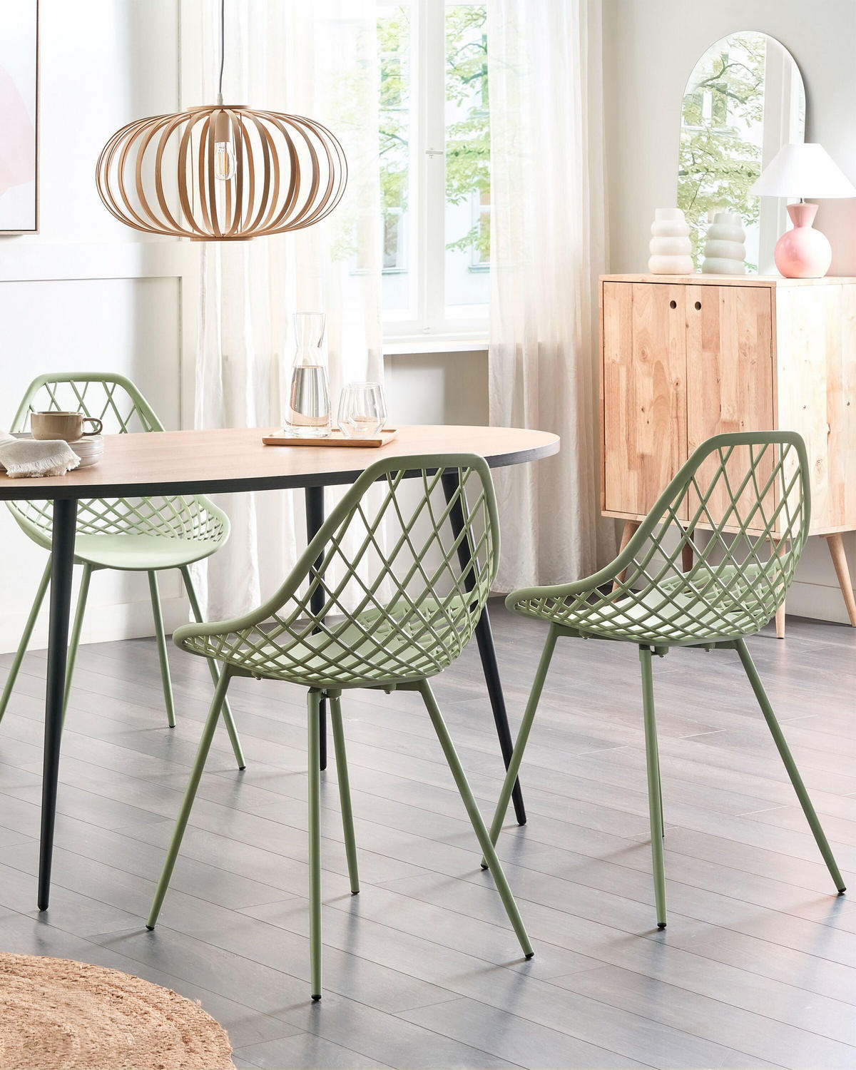 ÉTKEZŐSZÉK 2 darabos Szett Műanyag Zöld Canton Ii - zöld, műanyag/fém (46/86/52cm) - Beliani