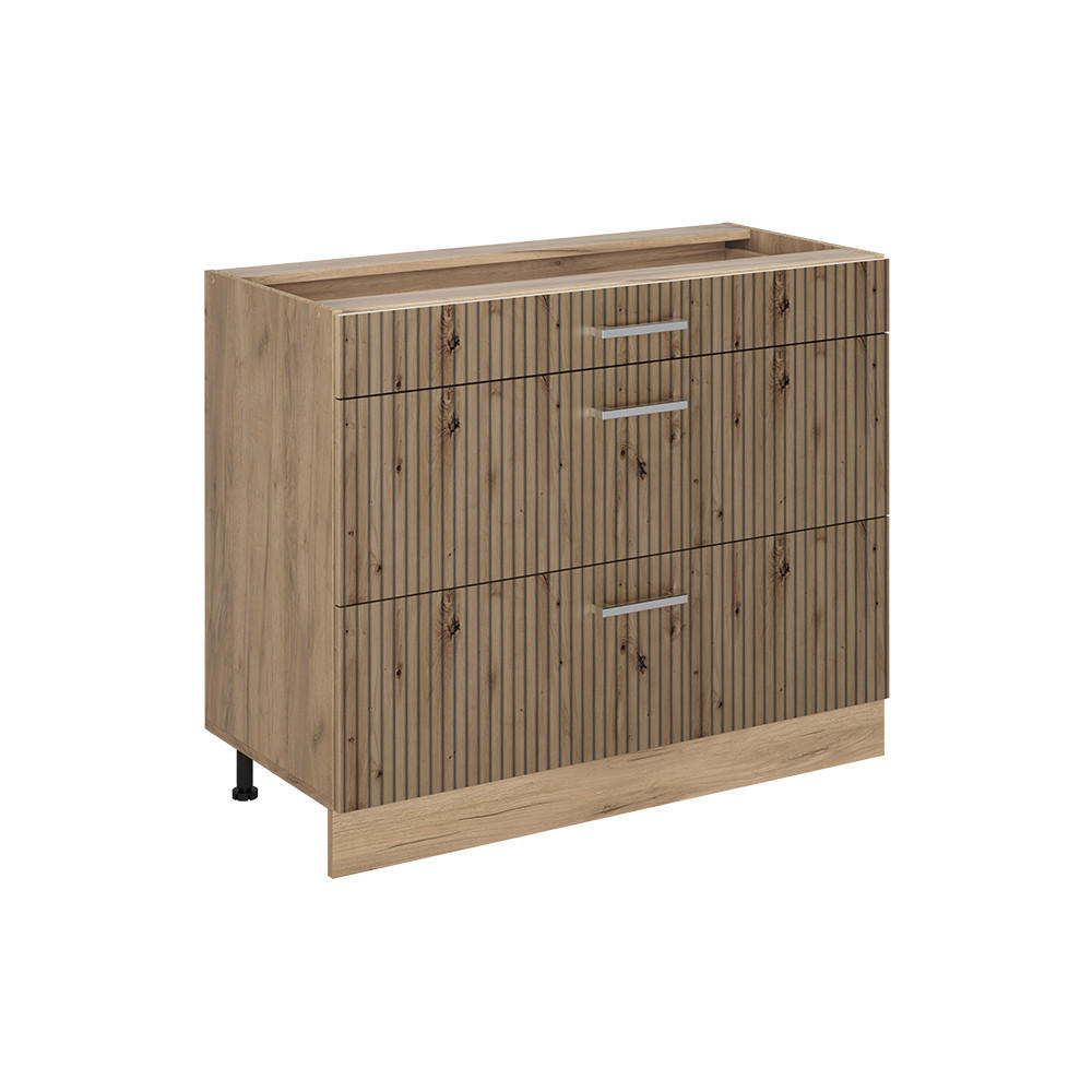 SPODNÍ SKŘÍŇKA KUCHYŇSKÉ LINKY R-Line, Řemeslný dub/Zlatý mocný dub, 100 cm bez pracovní desky - dub artisan/barva dubu, kompozitní dřevo (100/81.6/46cm) - Vicco