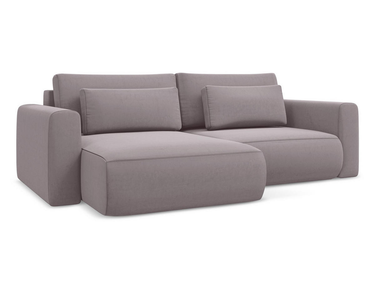 ECKSOFA mit Schlaffunktion Samt Stoff Violett - Lila/Flieder, Kunststoff/Textil (149/240cm) - Makamii