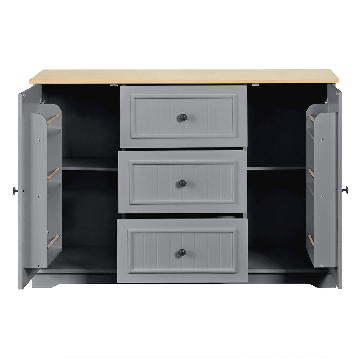 SIDEBOARD 126/40/86 cm grau aus MDF mit Schubladen und Türen - Grau, Holzwerkstoff (40/86/126cm) - OKWISH