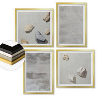 WANDBILDER 4er Set - 50x50 cm & 40x60 cm Goldrahmen - Moderne minimalistische Texturen - Goldfarben, Kunststoff (50/50cm) - ArtPrintCave