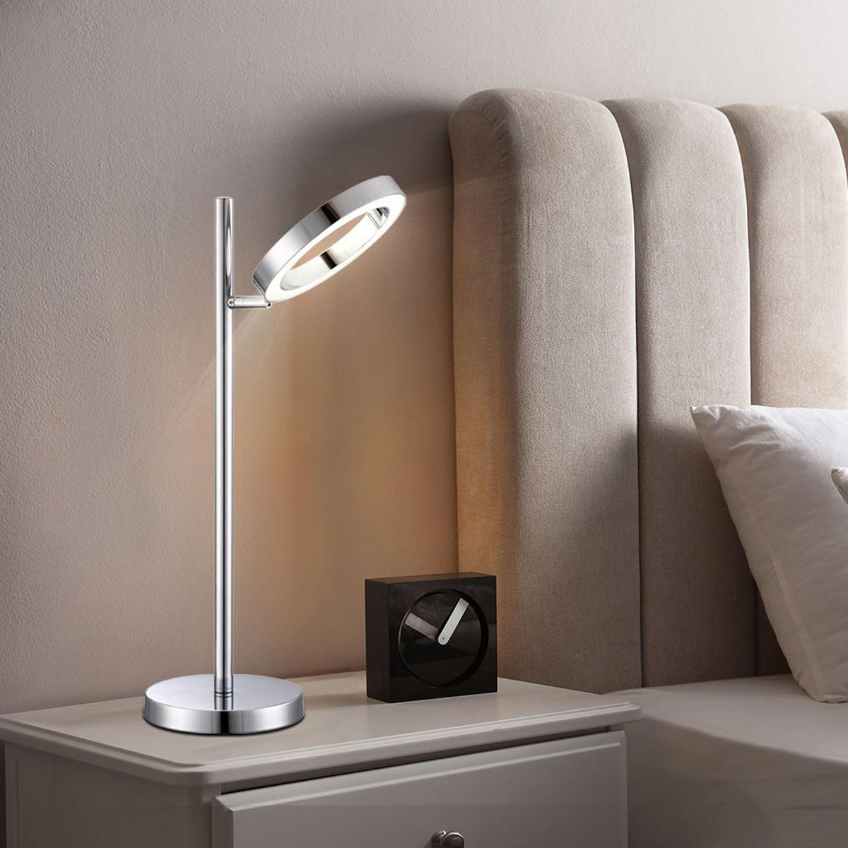 LED TISCHLEUCHTE ORELL Chrom Silber - Silberfarben, Metall (27/16/52cm) - Globo Lighting