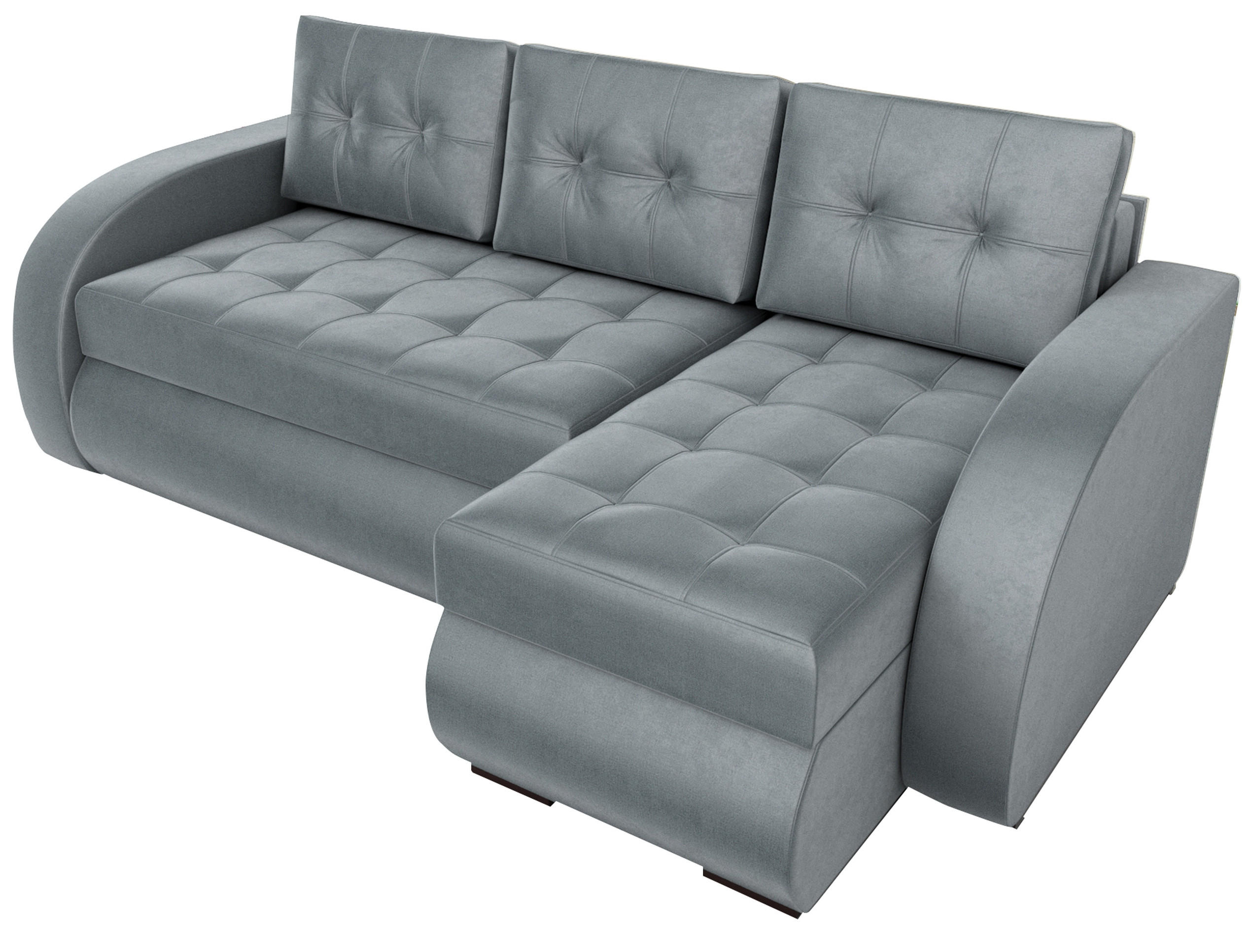 ECKSOFA Bergen mit Schlaffunktion Grau Samtstoff - Grau, Textil (238/141cm) - Bromarkt